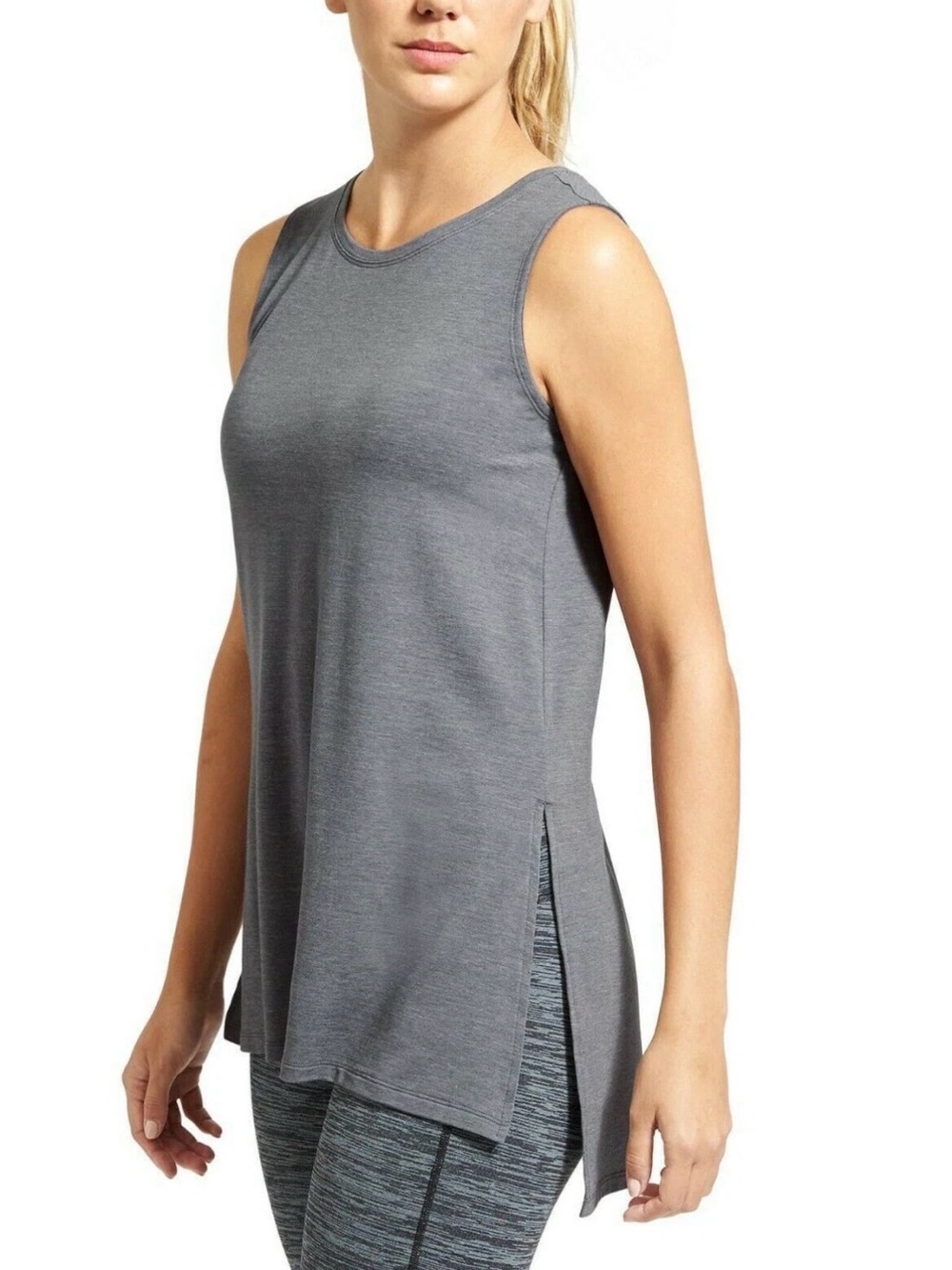 Athleta Sleeveless Side-Slit Performance Tank Top — Gray